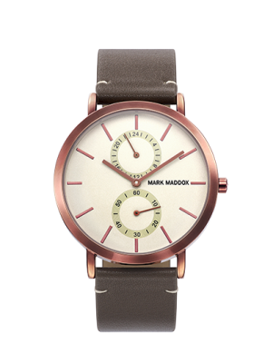 Trendy Reloj de hombre Mark Maddox multifunción con correa de piel marrón