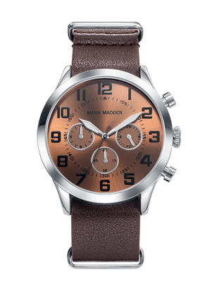 Casual Reloj de hombre Casual multifunción con correa marrón