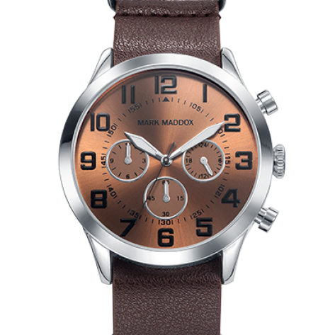 Casual Mark Maddox multifunction men's watch with brown strap