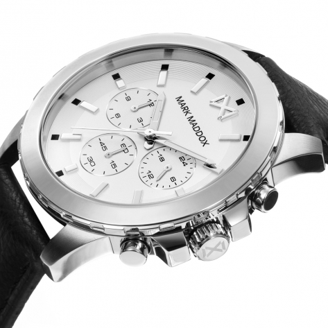 Reloj de hombre Marais multifunción de acero y correa negra Reloj de hombre Marais multifunción de acero y correa negra
