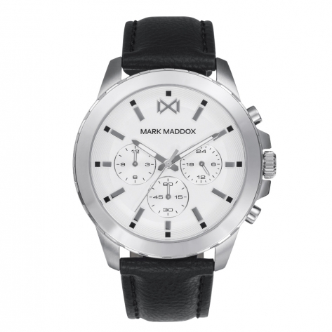 Marais Mark Maddox Marais multifunction men's watch in steel and synthetic leather strap