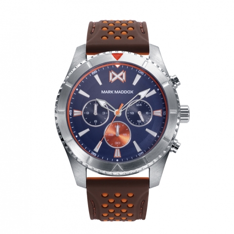 Reloj de hombre Mission multifunción con correa de silicona marrón Reloj de hombre Mission multifunción con correa de silicona marrón