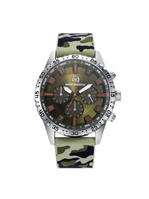 Mission Men's MISSION Multifunction watch with green dial and camouflage silicone strap