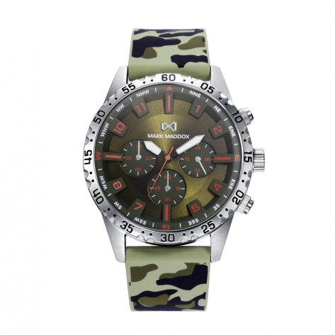 Mission Men's MISSION Multifunction watch with green dial and camouflage silicone strap