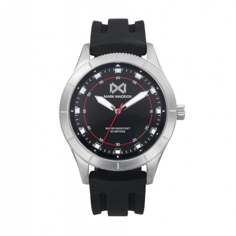 Mission Mark Maddox Mission Men's Watch three hands steel and black silicone strap