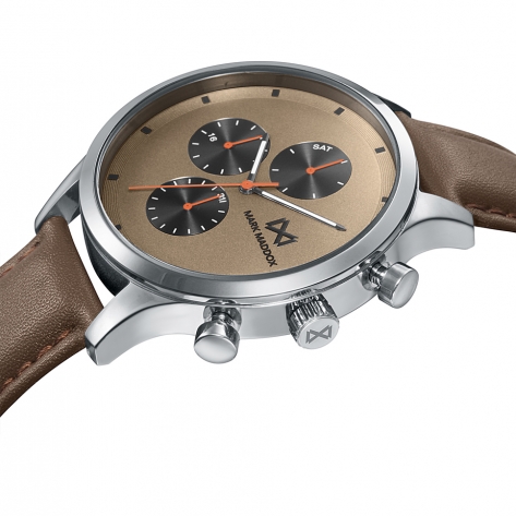 Village Men's Watch Mark Maddox Village multifunction steel and synthetic leather strap