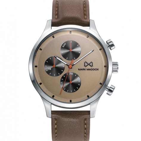 Men's Watch Mark Maddox Village multifunction steel and synthetic leather strap Men's Watch Mark Maddox Village multifunction steel and synthetic leather strap