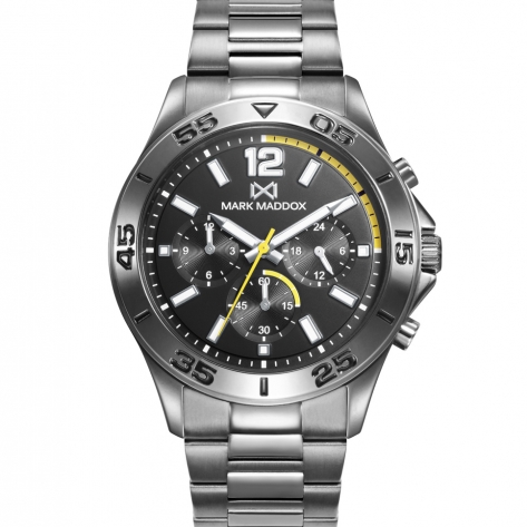 Men's Mark Maddox Mission multifunction steel watch with grey IP and bracelet Men's Mark Maddox Mission multifunction steel watch with grey IP and bracelet