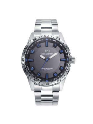 Mission MISSION men's watch with grey dial, blue hour markers and stainless steel bracelet
