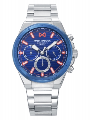 Mission Reloj Mark Maddox  de hombre con caja bitono de acero e Ip azul,10 Atm, brazalete de acero, movimiento cuarzo