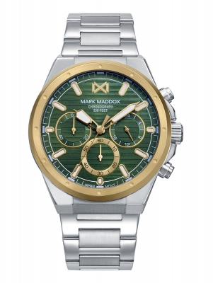 Mission Reloj Mark Maddox de hombre con caja bitono de acero e Ip dorado, 10 Atm, brazalete de acero, movimiento cuarzo