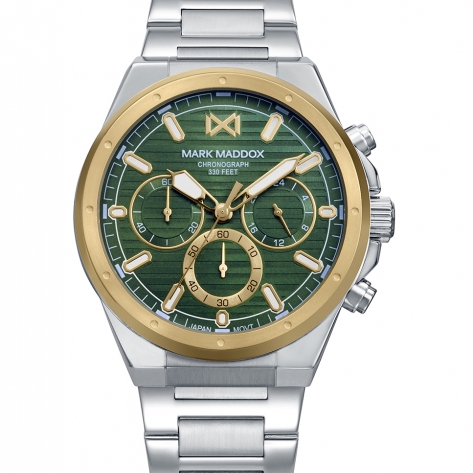 Mission Reloj Mark Maddox de hombre con caja bitono de acero e Ip dorado, 10 Atm, brazalete de acero, movimiento cuarzo