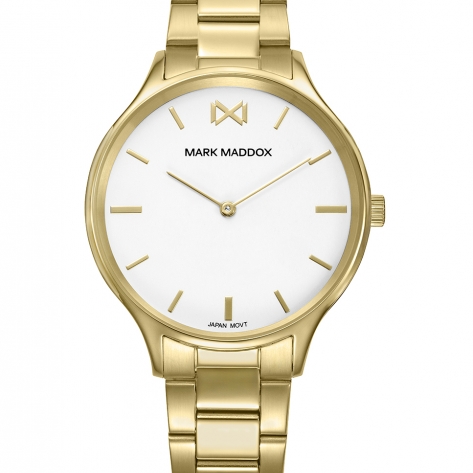 Greenwich Reloj Mark Maddox de hombre con caja de acero Ip dorado,brazalete de acero Ip dorado,movimiento cuarzo