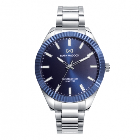 Shibuya SHIBUYA men's watch with blue aluminium bezel, blue dial and stainless steel bracelet