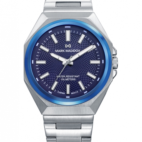 Mission Reloj Mark Maddox de hombre con caja bitono de acero e Ip azul,10 Atm, brazalete de acero,movimiento cuarzo