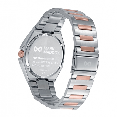 Mission Reloj Mark Maddox de hombre con caja bitono de acero e Ip rosa,10 Atm, brazalete bitono de acero e Ip rosa,movimiento cuarzo