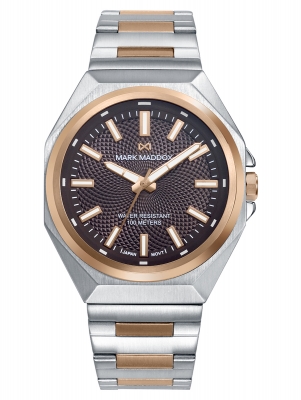 Mission Reloj Mark Maddox de hombre con caja bitono de acero e Ip rosa,10 Atm, brazalete bitono de acero e Ip rosa,movimiento cuarzo
