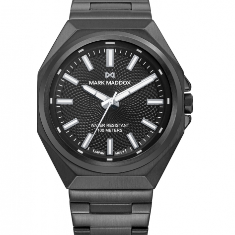 Mission Reloj Mark Maddox de hombre con caja de acero e Ip negro,10 Atm, brazalete de acero e Ip negro,movimiento cuarzo