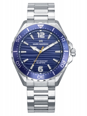 Mission Reloj Mark Maddox de hombre caja bitono de acero e Ip azul, 10 Atm, brazalete de acero, movimiento cuarzo