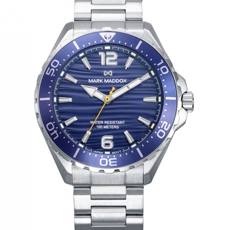 Mission Reloj Mark Maddox de hombre caja bitono de acero e Ip azul, 10 Atm, brazalete de acero, movimiento cuarzo