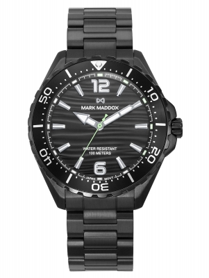 Mission Reloj Mark Maddox de hombre caja de acero e Ip negro, 10 Atm, brazalete de acero Ip negro, movimiento cuarzo