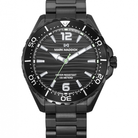 Mission Reloj Mark Maddox de hombre caja de acero e Ip negro, 10 Atm, brazalete de acero Ip negro, movimiento cuarzo