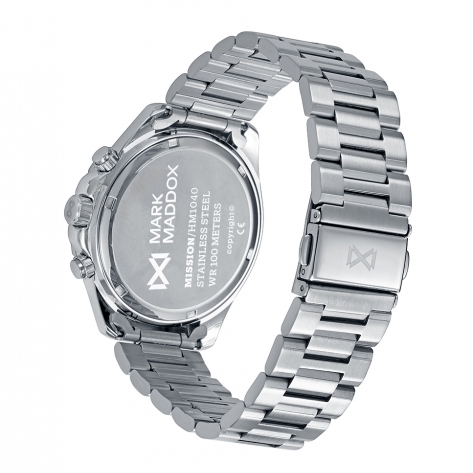 Mission Reloj Mark Maddox de hombre caja  de acero con bisel de alumino verde, 10 Atm, brazalete de acero , movimiento cuarzo