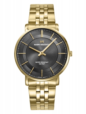 Greenwich Reloj Mark Maddox de hombre caja de acero Ip dorado, 5 Atm , brazalete de acero Ip dorado, movimiento cuarzo