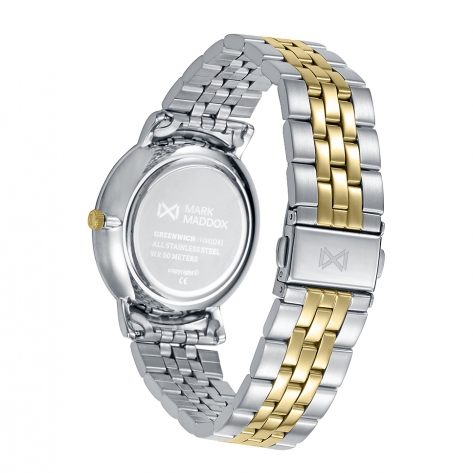 Greenwich Reloj Mark Maddox de hombre caja bitono de acero Ip dorado, 5 Atm, brazalete bitono de acero e Ip dorado, movimiento cuarzo