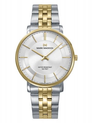 Greenwich Reloj Mark Maddox de hombre caja bitono de acero Ip dorado, 5 Atm, brazalete bitono de acero e Ip dorado, movimiento cuarzo