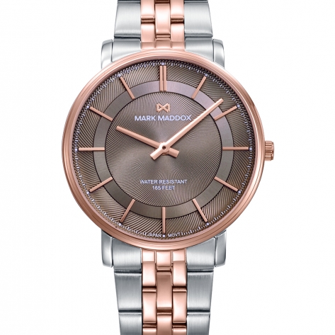 Greenwich Reloj Mark Maddox de hombre caja bitono de acero Ip rosa, 5 Atm, brazalete bitono de acero e Ip rosa, movimiento cuarzo
