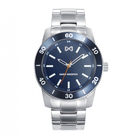 Men's Watch Mark Maddox Mission three hands in steel and blue aluminum Men's Watch Mark Maddox Mission three hands in steel and blue aluminum