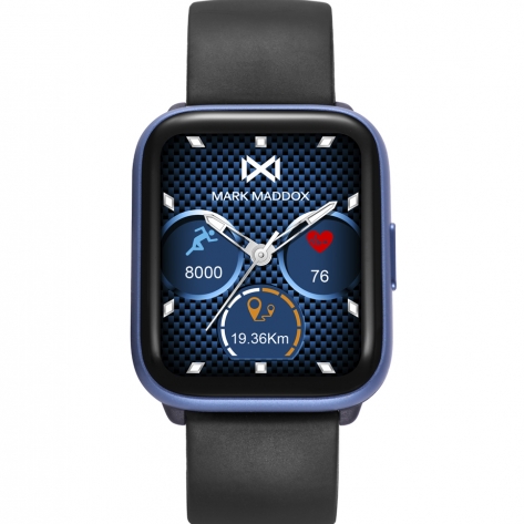 Smart Now · Smart Watches Reloj Smart Aluminio azul con correa de silicona negra