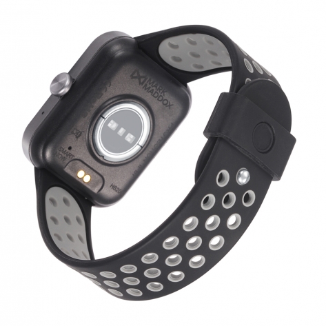 Smart Now · Smart Watches Reloj Smart de policarbonato negro y correa de silicona perforada bicolor en negro y gris