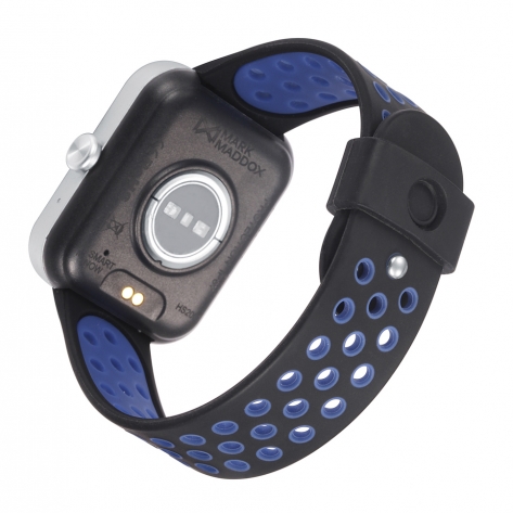 Smart Now · Smart Watches Reloj Smart de policarbonato negro y correa de silicona perforada bicolor en negro y azul