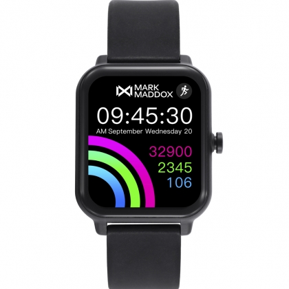 Reloj Smart de policarbonato negro y correa de silicona color negro