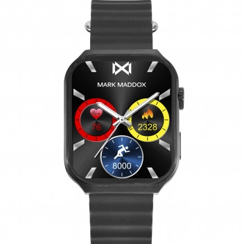 Reloj Smart de metal negro y correa de silicona negra