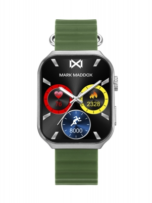 Smart Now · Smart Watches Reloj Smart de metal plateado y correa de silicona verde
