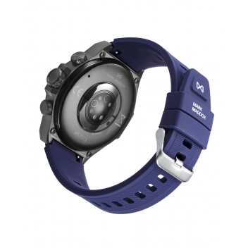 Reloj Smart de metal negro con bisel azul y correa de Silicona azul - HS2003-30