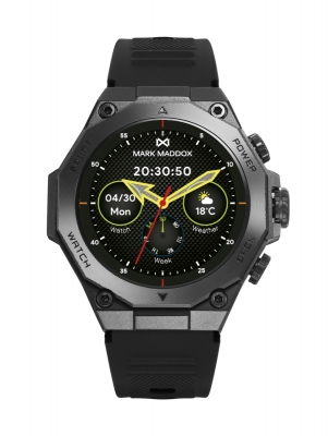 Smart Now · Smart Watches Reloj Smart de metal negro con bisel negro y correa de Silicona negra