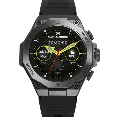 Smart Now · Smart Watches Reloj Smart de metal negro con bisel negro y correa de Silicona negra