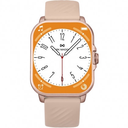 Polycarbonate Smart Watch with pink silicone strap