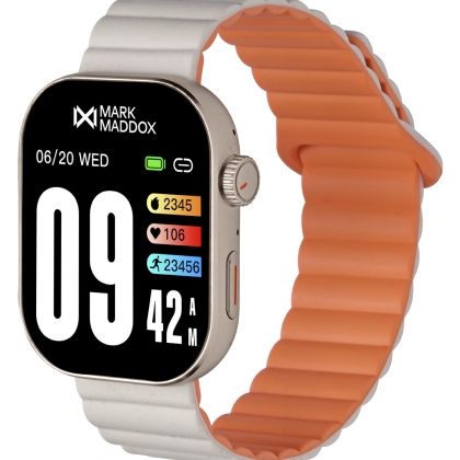 Cassa in metallo per smartwatch con cinturino in silicone bianco