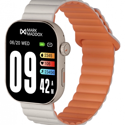 Smart Now · Smart Watches Smartwatch-Metallgehäuse mit weißem Silikonarmband