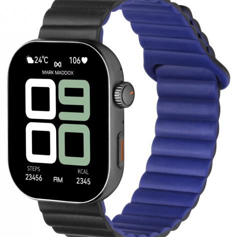 Smart Now · Smart Watches Smartwatch-Metallgehäuse mit schwarzem Silikonarmband