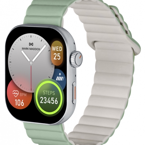 Smart Now · Smart Watches Smartwatch-Metallgehäuse mit grünem Silikonarmband