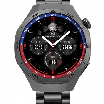 Reloj Smart caja de metal negra con brazalete de acero negro