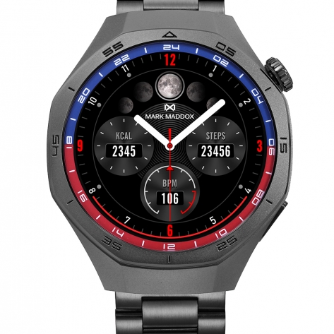 Smart Now · Smart Watches Reloj Smart caja de metal negra con brazalete de acero negro