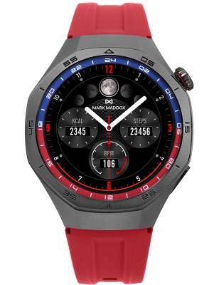Smart Now · Smart Watches Reloj Smart caja de metal negra con correa de silicona roja