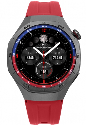 Smart Now · Smart Watches Reloj Smart caja de metal negra con correa de silicona roja